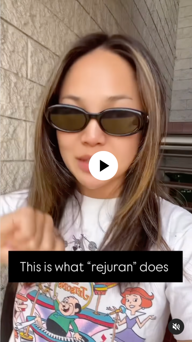 Video testimonial of a client sharing her personal experience and the visible skin benefits following a Rejuran treatment at a premier Sydney clinic.